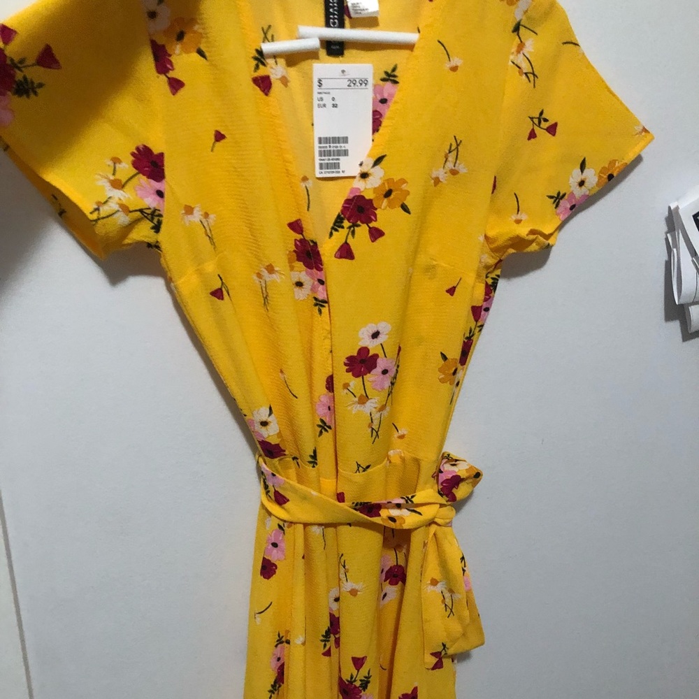 Yellow wrap dress